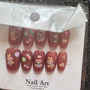 Press On Nails‎ Cute Cartoon Character Nail Art Set 10 Piece